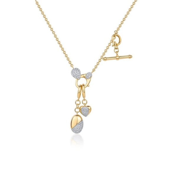 Diamond Mix shape 14K (or 18k upon request) Yellow Gold Pendant Necklace - Picture 1 of 1